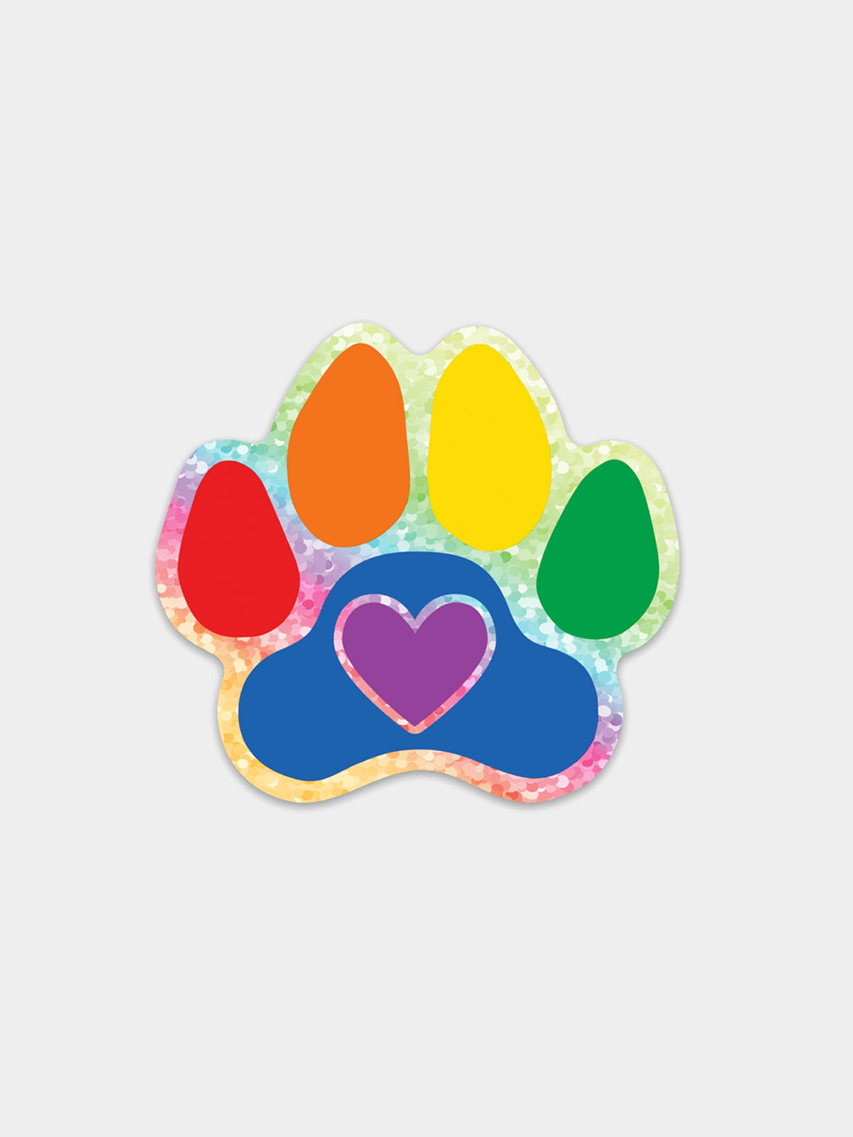 Rainbow Paw Glitter Sticker